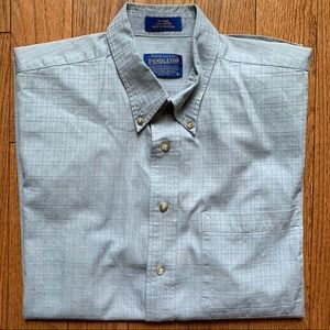 Pendleton Blue Short-Sleeve Truman Button Down Shirt, Large, 100% cotton